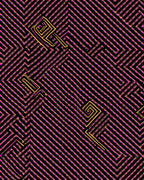 Retro Pink Yellow Geometric Maze Rug