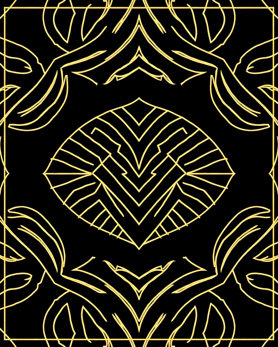 Art Deco Gold Geometric Sunburst Rug