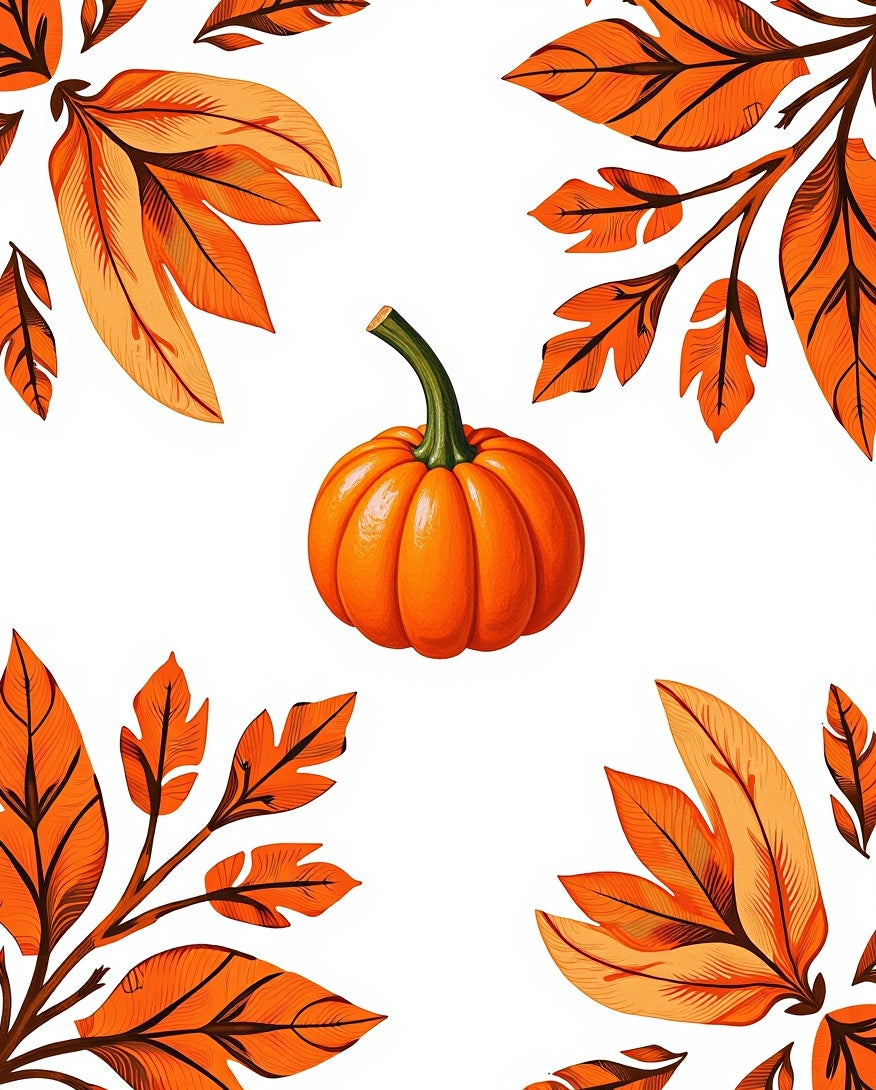 Cozy Autumn Pumpkin Leaf Garland Rug