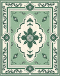 Sage Cream Floral Lattice Rug
