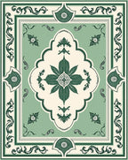 Sage Cream Floral Lattice Rug