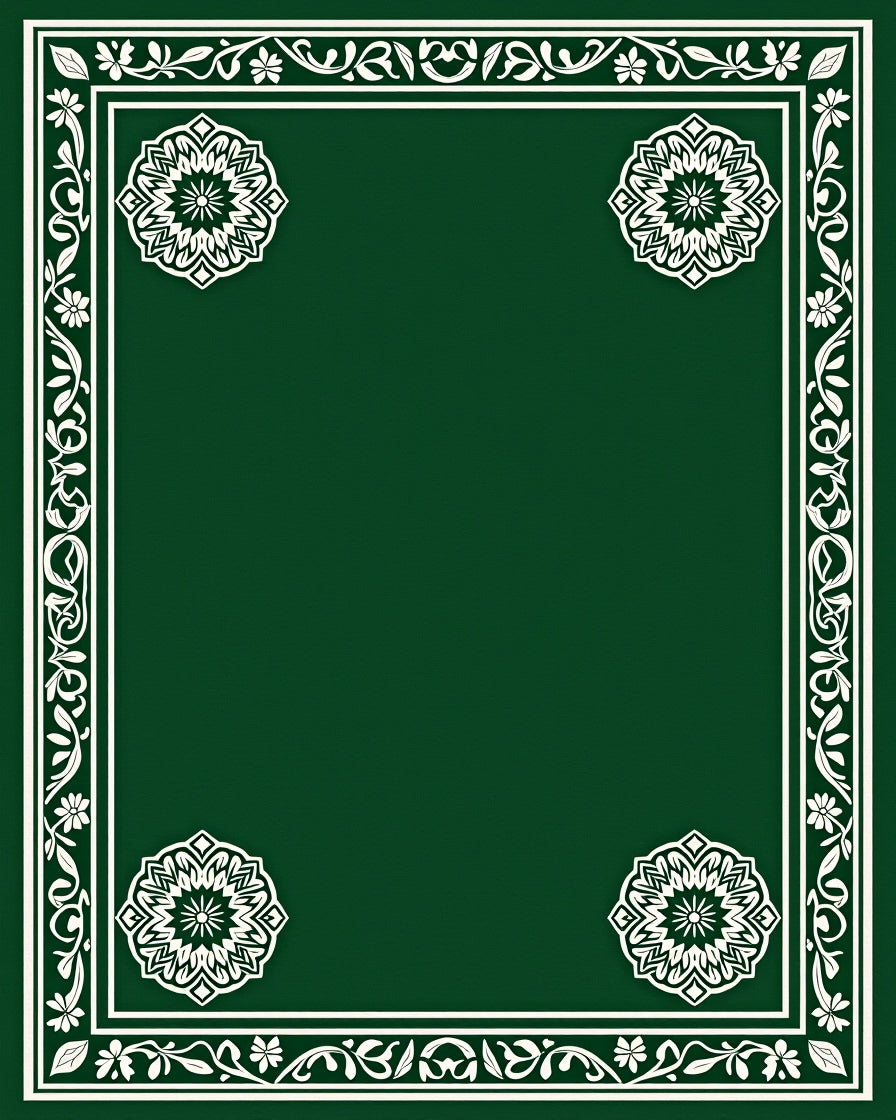 Vibrant Green Floral Medallion Border Rug