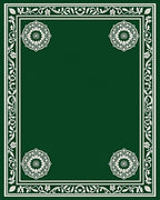 Vibrant Green Floral Medallion Border Rug