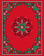 Red Emerald Floral Medallion Border Rug