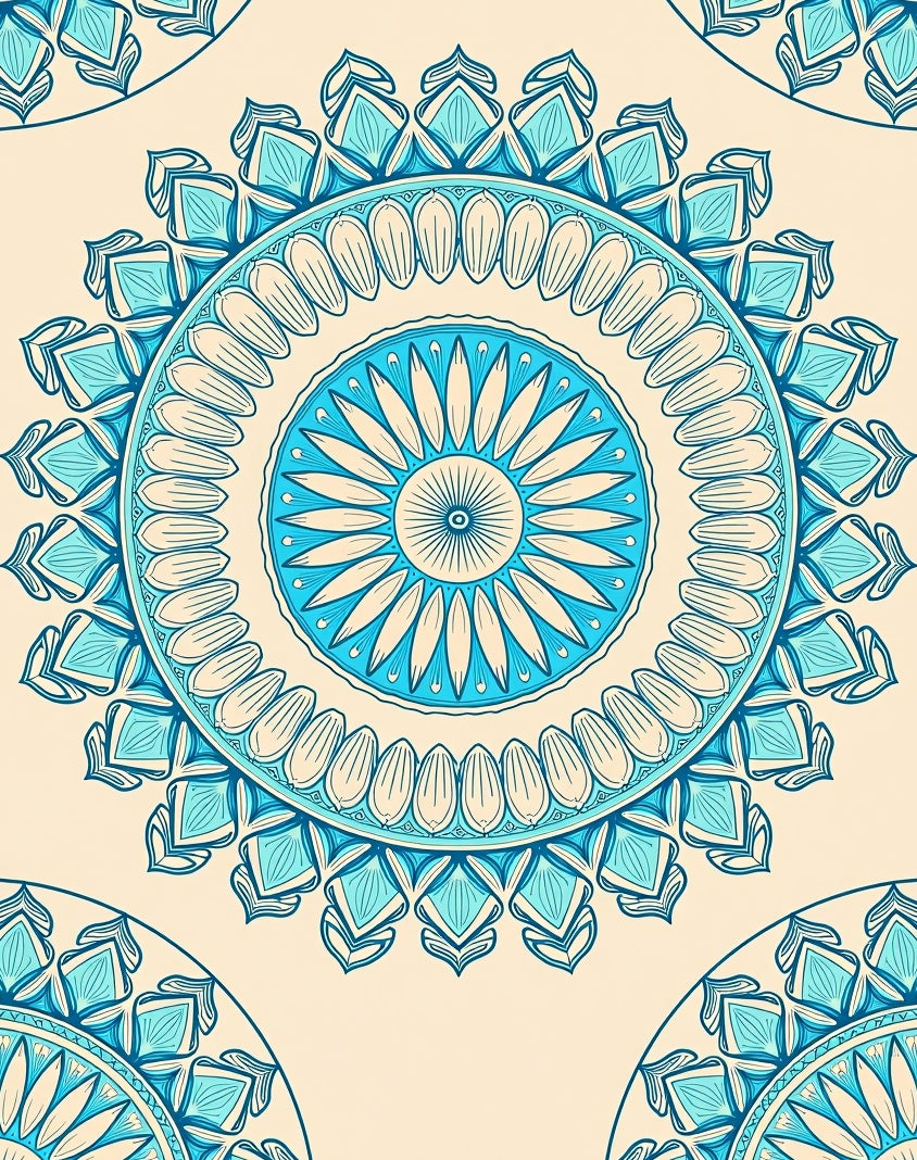 Sky Blue Medallion Mandala Rug