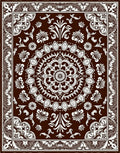 Dark Chocolate White Floral Mandala Medallion Rug