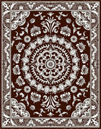 Dark Chocolate White Floral Mandala Medallion Rug
