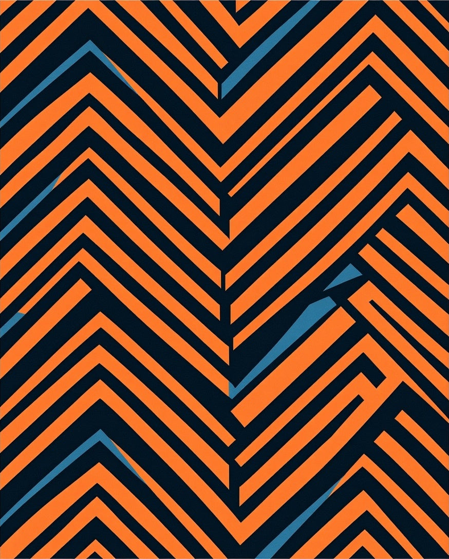 Bold Orange Blue Zigzag Lines Rug