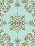 Art Nouveau Pink Floral Border Rug