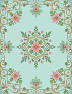 Art Nouveau Pink Floral Border Rug