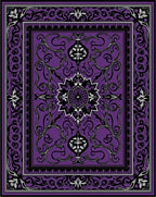 Ornate Purple Black Medallion Border Rug