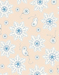 Pale Peach Blue Starburst Floral Rug