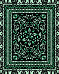 Emerald Black Floral Border Rug