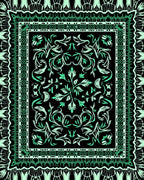 Emerald Black Floral Border Rug