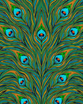 Opulent Teal Peacock Feather Art Rug