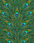 Opulent Teal Peacock Feather Art Rug