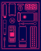 Cyberpunk Hot Pink Tech Collage Rug