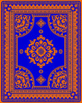 Vibrant Blue Orange Floral Medallion Rug