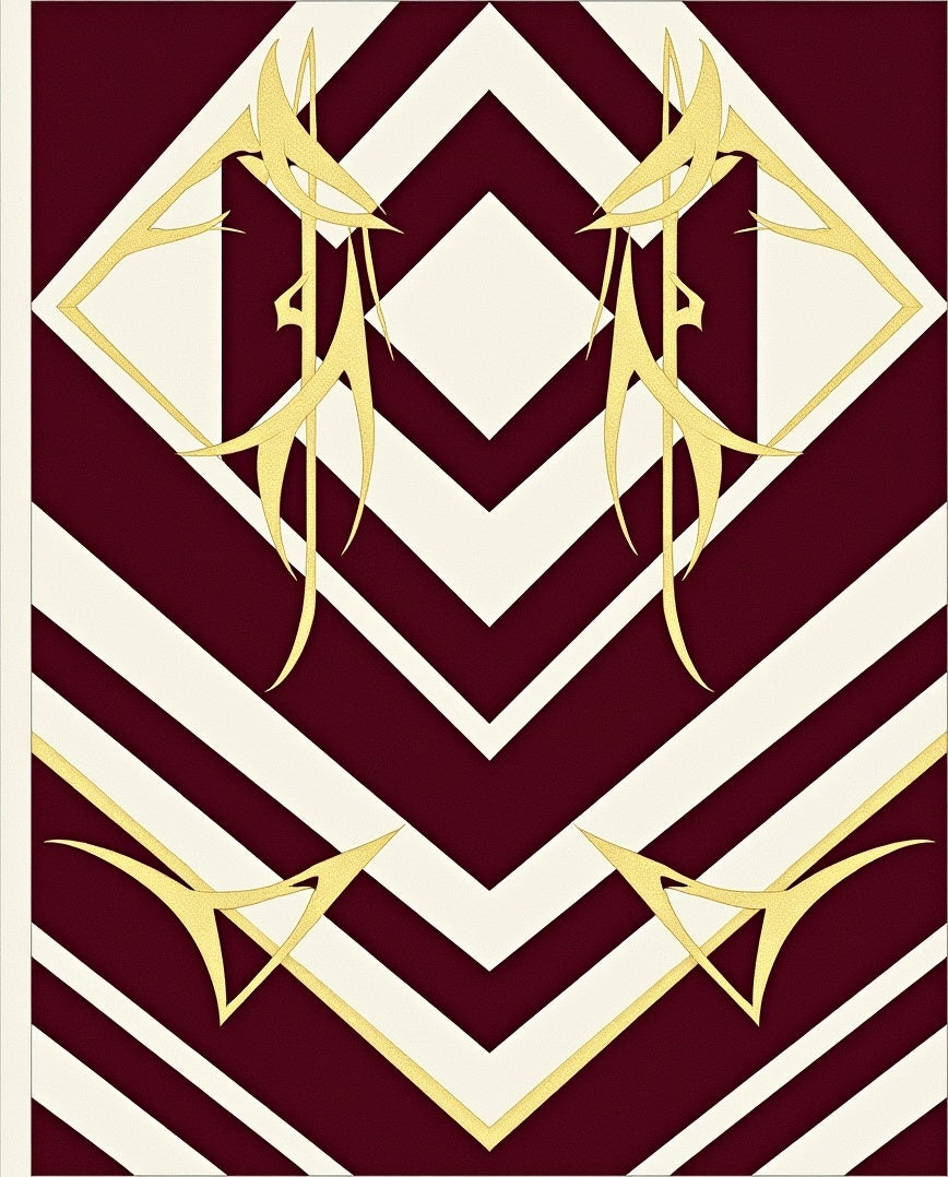 Golden Abstract Chevron Burgundy Rug