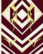 Golden Abstract Chevron Burgundy Rug