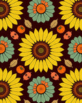 Sunflower Autumn Floral Medallion Rug