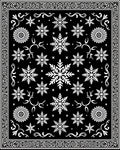 Black White Snowflake Ornamental Border Rug