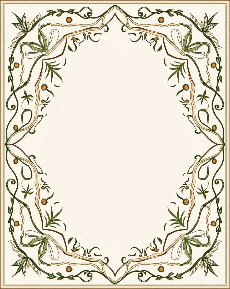 Art Nouveau Green Vine Border Rug
