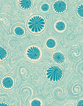 Teal Floral Swirl Cream Rug