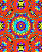 Vibrant Starburst Mandala Kaleidoscopic Rug