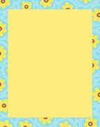 Bright Yellow Floral Blue Border Rug
