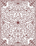 Dark Red Arabesque Floral Swirl Rug
