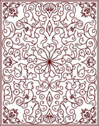 Dark Red Arabesque Floral Swirl Rug