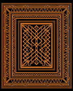 Orange Geometric Abstract Border Rug