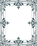 Dark Teal Scrollwork Floral Frame Rug