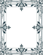 Dark Teal Scrollwork Floral Frame Rug
