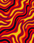Retro Swirl Red And Yellow Waves Rug