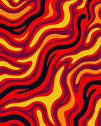 Retro Swirl Red And Yellow Waves Rug