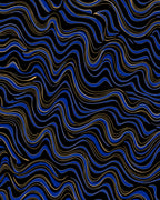 Bold Blue Golden Wave Abstract Rug