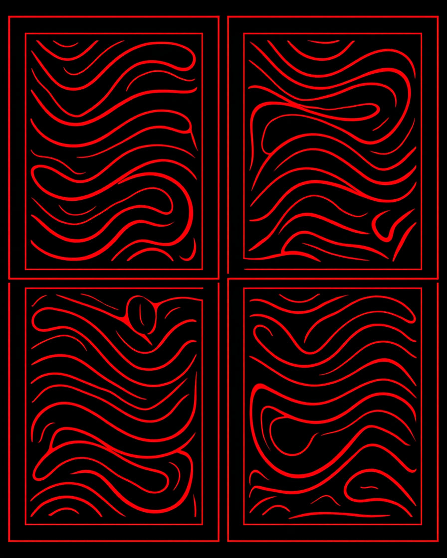 Bold Red Wavy Lines Quad Rug