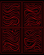 Bold Red Wavy Lines Quad Rug