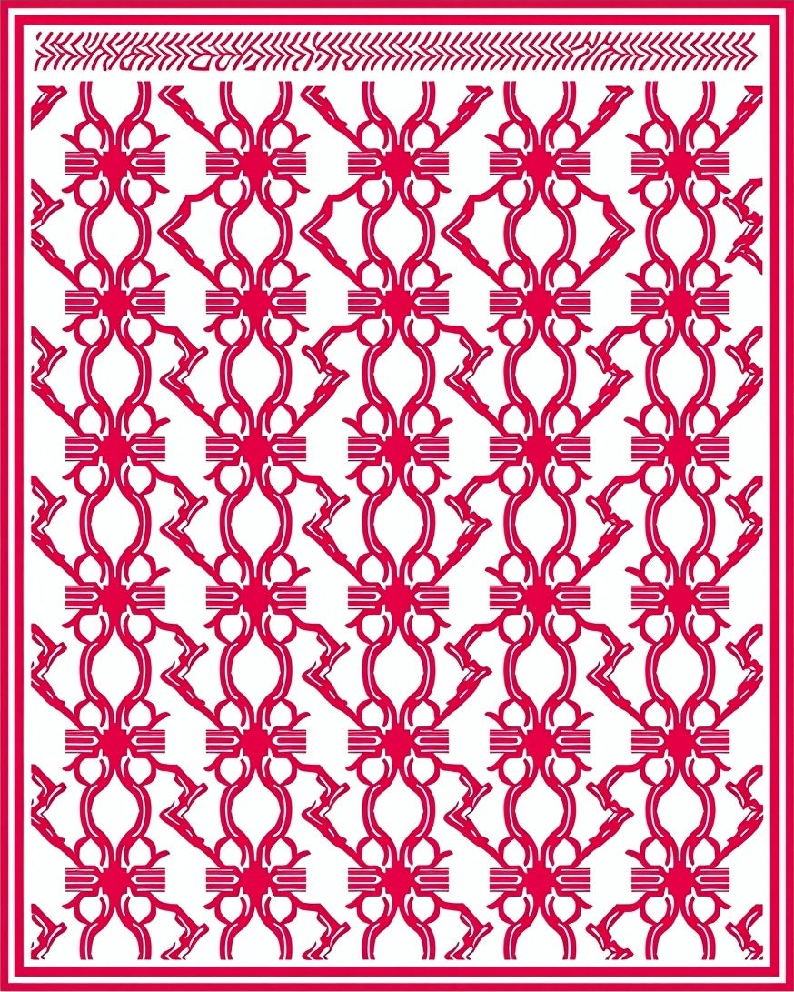 Red White Ornate Filigree Rug