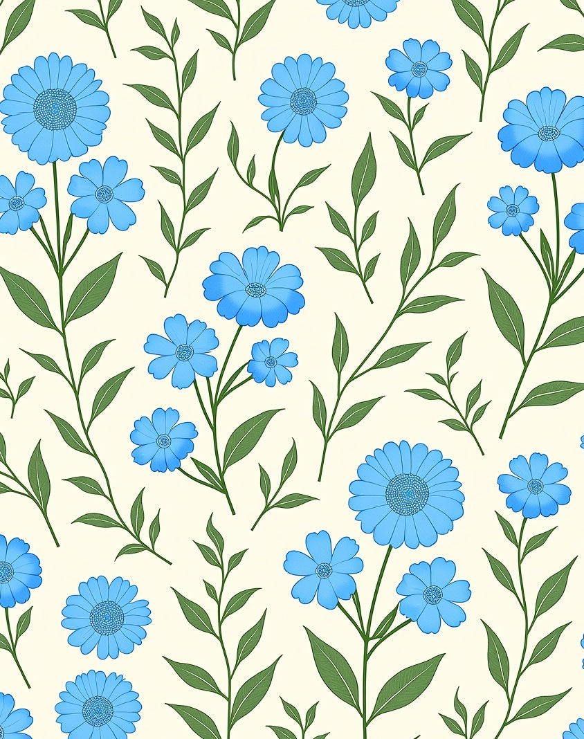Sky Blue Daisy Meadow Rug