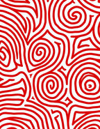 Bold Red Swirl Curvy Lines Rug