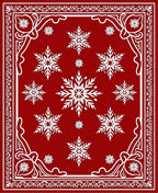 Red White Snowflake Mandala Rug