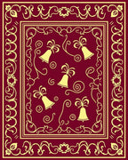 Crimson Yellow Bell Scroll Border Rug