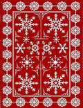 Crimson White Snowflake Border Rug