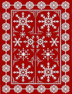 Crimson White Snowflake Border Rug