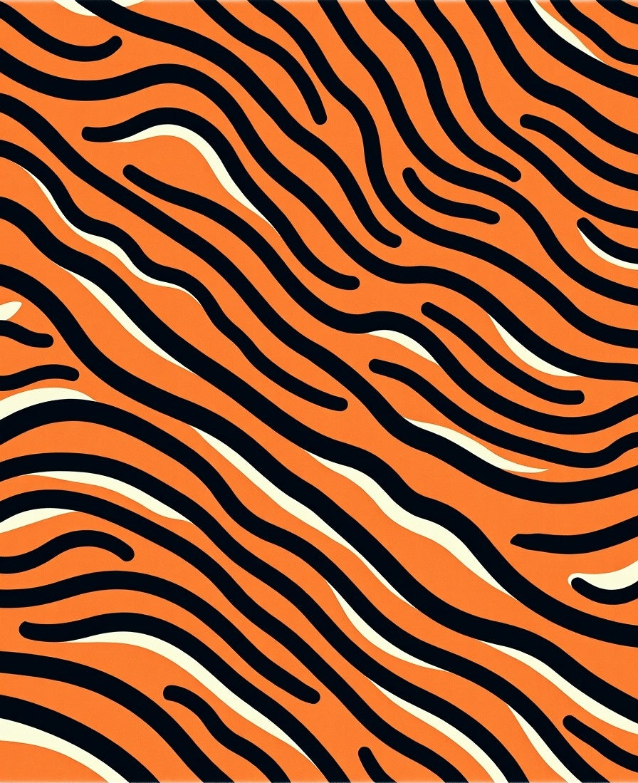 Orange Black Tiger Stripe Wave Rug