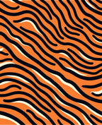 Orange Black Tiger Stripe Wave Rug