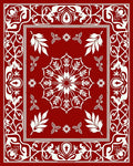 Crimson White Floral Medallion Border Rug